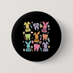 Retro Cute Bunny Teeth Dental Squad Funny Dentist  6 Cm Round Badge