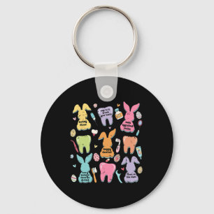 Retro Cute Bunny Teeth Dental Squad Funny Dentist  Key Ring