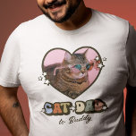 Retro Cute Cat Dad Heart Photo T-Shirt<br><div class="desc">Let your kitten show you love this fathers day with this Cool Retro Cat Dad T-Shirt! Featuring a photo of your fur baby in the shape of a love heart,  60s inspired groovy white stars and vintage text reading "Cat Dad",  this stylish t-shirt is personalised with your pet's name.</div>