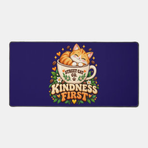 Retro Cute Cat Kindness First Desk Mat