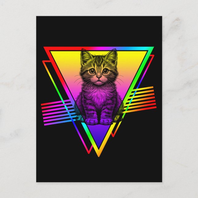 Retro Cute Cat Postcard (Front)
