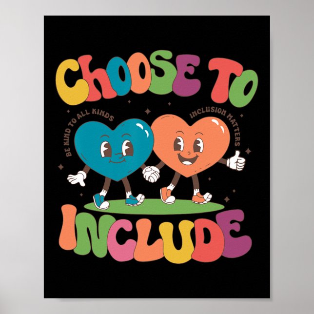 Retro Cute Choose To Include Neurodiversity Autism Poster (Front)
