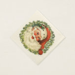Retro Cute Chubby Santa Wreath Holiday Christmas Napkin<br><div class="desc">Christmas Holiday Designer Party Paper Napkins</div>