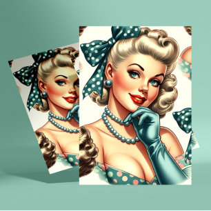 Retro Cute Classic Pinup Postcard