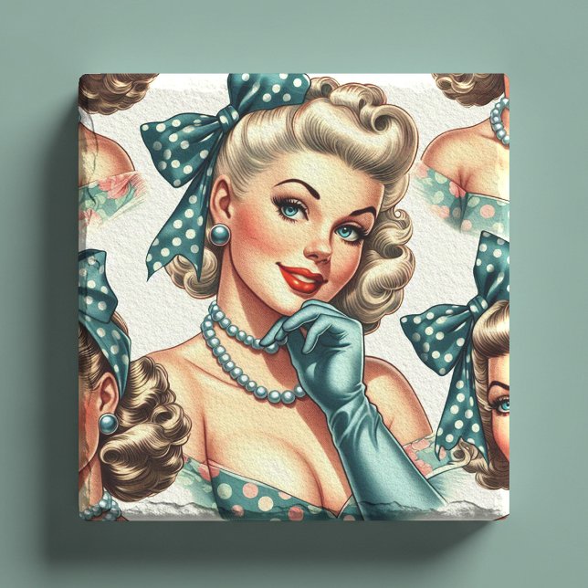 Retro Cute Classic Pinup Stone Coaster (Creator Uploaded)