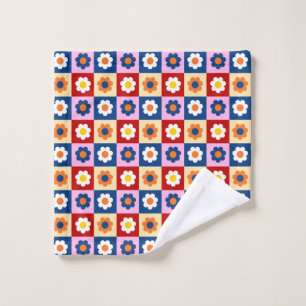 Retro Cute colorful Flowers Pattern Wash Cloth