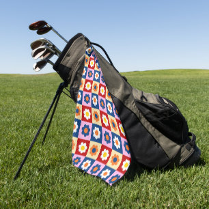 Retro Cute colourful Flowers Pattern  Golf Towel