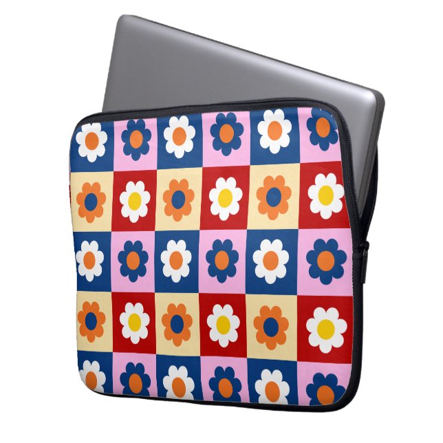Retro Cute colourful Flowers Pattern  Laptop Sleeve (Front Left)