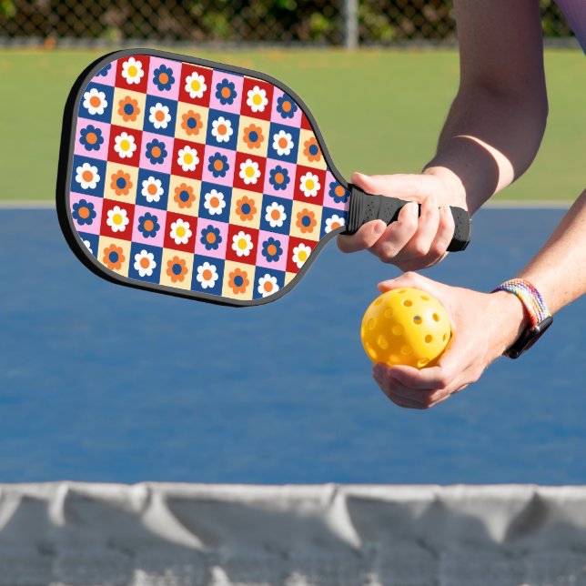 Retro Cute colourful Flowers Pattern  Pickleball Paddle (Insitu)