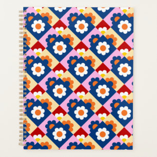 Retro Cute colourful Flowers Pattern  Planner