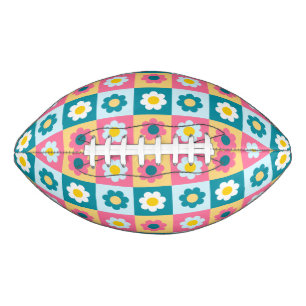 Retro Cute colourful Pastel Flowers Pattern  Football