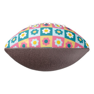 Retro Cute colourful Pastel Flowers Pattern  Football