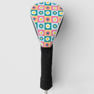 Retro Cute colourful Pastel Flowers Pattern Golf Head Cover