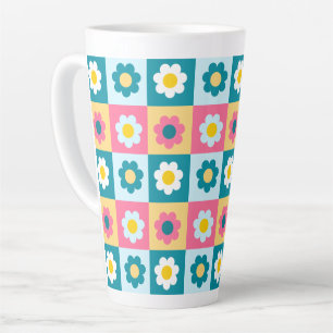 Retro Cute colourful Pastel Flowers Pattern  Latte Mug