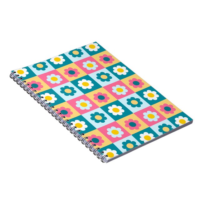 Retro Cute colourful Pastel Flowers Pattern  Notebook (Right Side)