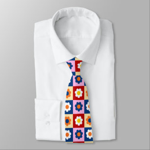 Retro Cute colourful Pastel Flowers Pattern  Tie
