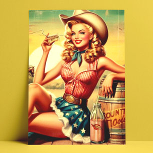 Retro Cute Cowgirl Postcard
