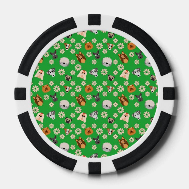 Retro Cute Dog Pattern Poker Chips (Front)