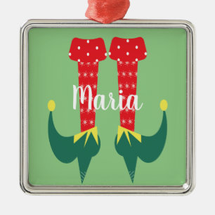Retro Cute Elf Feet Heels Christmas Present Metal Tree Decoration
