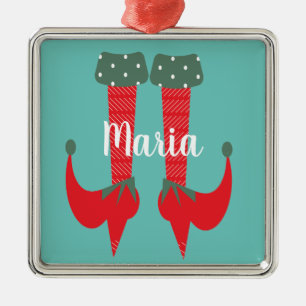 Retro Cute Elf Feet Heels Christmas Present Metal Tree Decoration