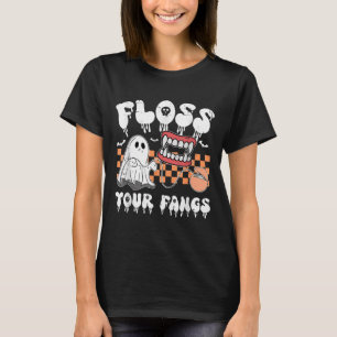 Retro Cute Floss Your Fangs Funny Dental Halloween T-Shirt