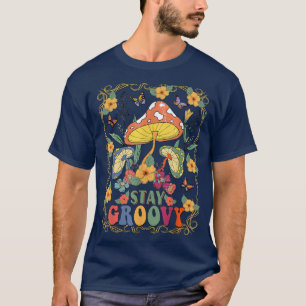 Retro Cute Flower Mushroom Stay Groovy Vintage 70s T-Shirt