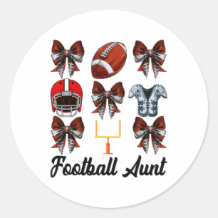 Retro Cute Footll Aunt Bow Footll Mum Mothers Day Classic Round Sticker