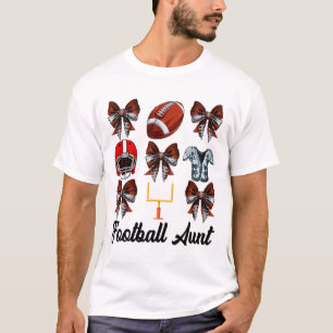 Retro Cute Footll Aunt Bow Footll Mum Mothers Day T-Shirt