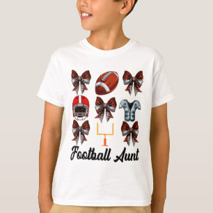 Retro Cute Footll Aunt Bow Footll Mum Mothers Day T-Shirt