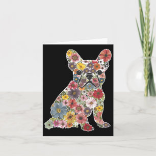 Retro Cute French Bulldog Floral Pet Dog Animal Lo Card