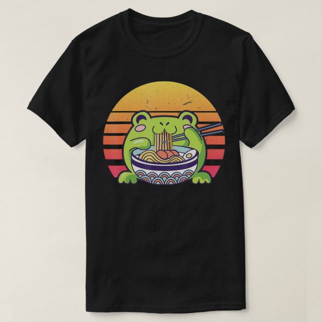 Retro Cute Frog Ramen  T-Shirt (Design Front)