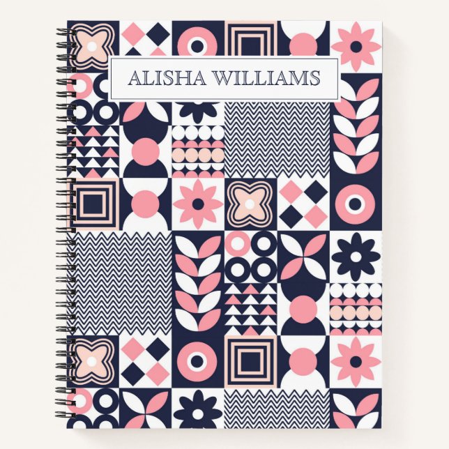 Retro Cute Geometric Shapes  Notebook (Front)