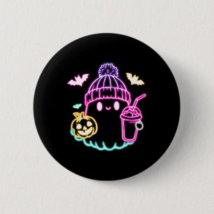 Retro Cute Ghost Coffee Drinking Spooky Halloween  6 Cm Round Badge