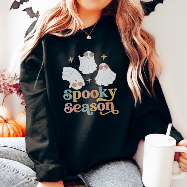 Retro Cute Ghost Halloween Sweatshirt (Creator Uploaded)