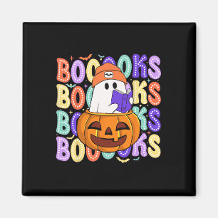 Retro Cute Ghost Teacher Halloween Librarian Read Magnet