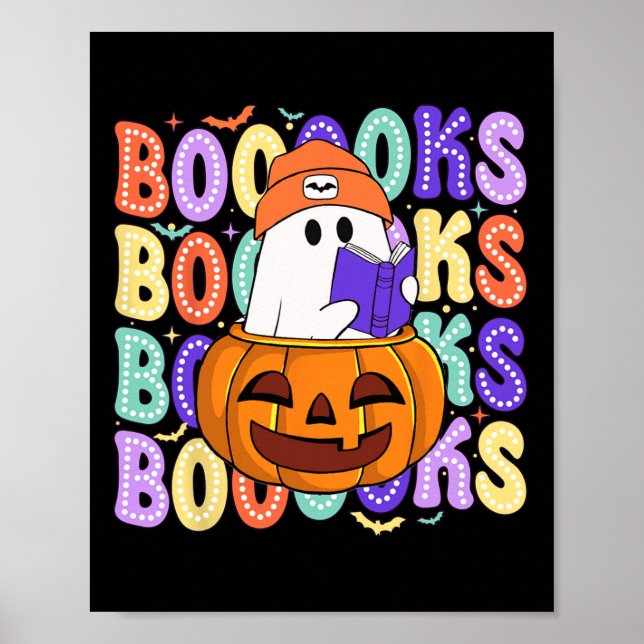 Retro Cute Ghost Teacher Halloween Librarian Read  Poster (Front)