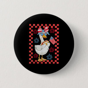 Retro Cute Girl 4th Of July Goose Hot Dog Independ 6 Cm Round Badge
