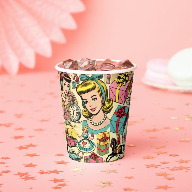 Retro Cute Girly Comics Paper Cups (Insitu)
