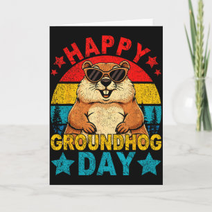 Retro Cute Groundhog Happy Groundhog Day Animal Lo Card