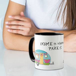 Retro Cute Happy Camper Two-Tone Coffee Mug