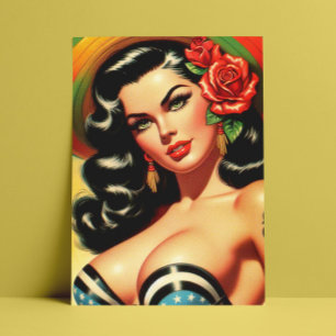 Retro Cute Hot Pinup Postcard