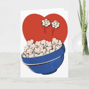Retro Cute Humour, Bowl of Popcorn for the Movies! Holiday Card