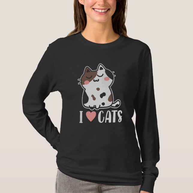 Retro Cute I Heart Love Cats Cat Lady Dad Kitten C T-Shirt (Front)