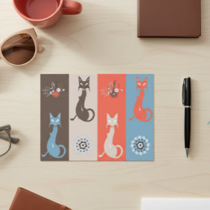 Retro Cute Kitties Mid Century Cat Orange Brown Postcard