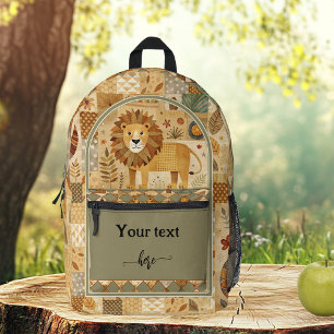 Retro Cute Lion Safari Art Pattern Printed Backpack