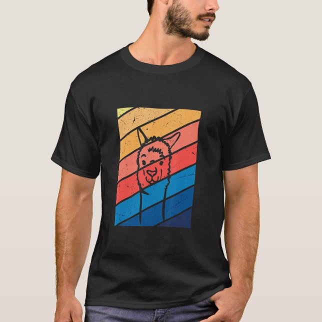 Retro Cute Llama  Graphic Llama  tee (Front)