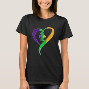 Retro Cute Mardi Gras Heart Mardi Gras T-Shirt