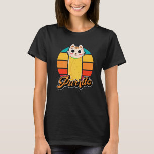 Retro Cute Mexican Food Purrito Cat And Burrito T-Shirt
