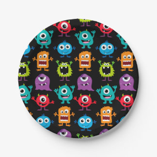 Retro Cute Monster Pattern Paper Plate