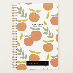 Retro Cute Peach Pattern White Planner